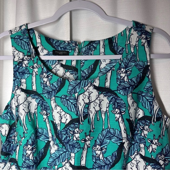 New Talbots Womens Sheath Dress Giraffe Print Sleeveless Stretch Zip 8P Hawaiian - Picture 4 of 11